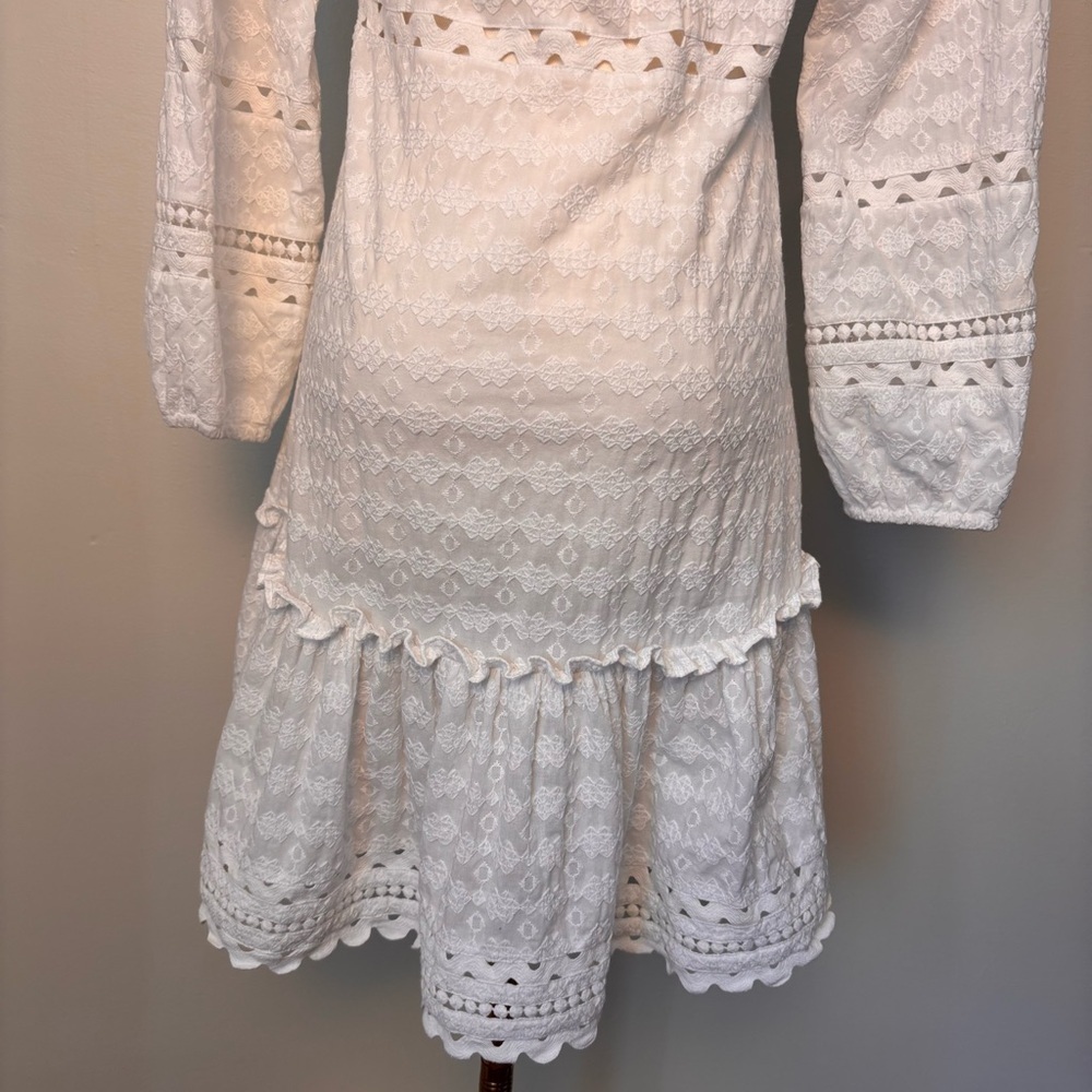 Veronica Beard Daeja V-Neck Eyelet Intricate Lace 3/4 Sleeves Mini Dress Size XS - Picture 10 of 14
